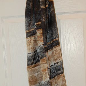 Fattorseta 100% Silk Grey/Black/Silver/Cream/Beige Pattern Scarf  15" x 62"